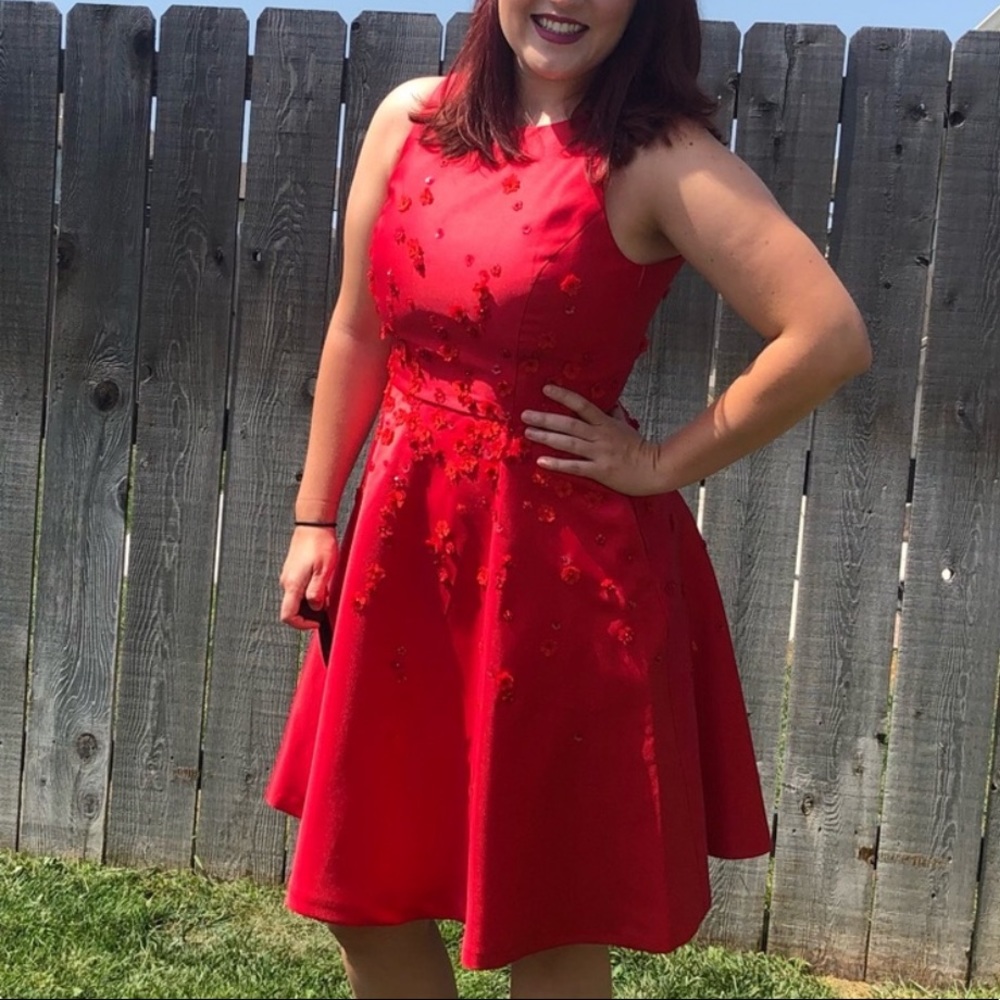 Red fit and flare dress